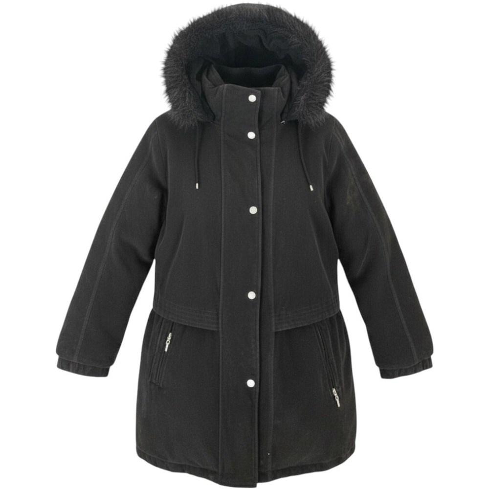 Fleet Street‎ Womens Black Faux Fur Trim Removable Hood Parka Jacket 3X